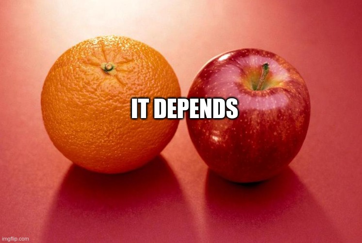 it depends oranges apples meme
