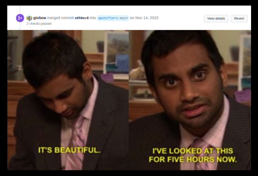 Tom from The Office saying that the merged pr is beautiful