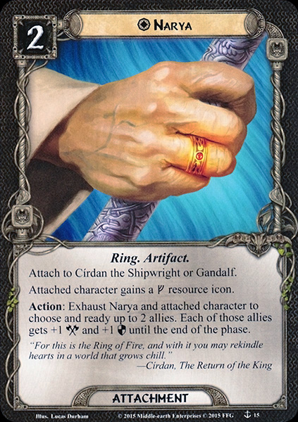 A TCG card showing the ring Narya A TCG card showing the ring Narya